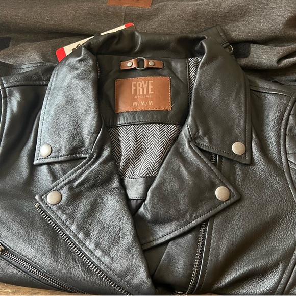 Frye women's Leather BIKER  jacket in Black - Picture 2 of 13